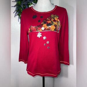 Blue Canyon Clothing, XL, Virginia fall foliage, 3/4 sleeve, rounded neck shirt